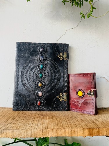 13"x10" Notebook Handmade Seven Stone Leather Journal Writing New Year Deal - 第 3/3 張圖片
