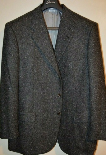 $5495 MINT Brioni Pure Cashmere Charcoal Tweed Blazer 46 R Cashmere Handmade - Picture 10 of 12