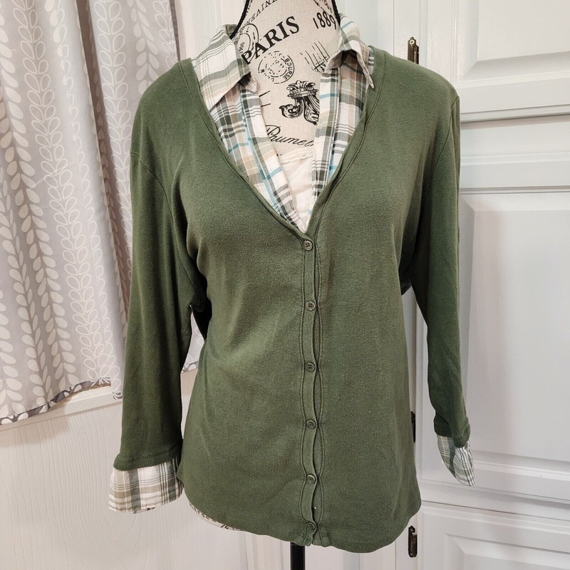 LAURA SCOTT green cotton blouse- size XL
