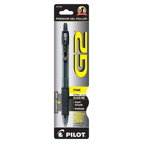 Pilot G2 Retractable Gel Rolling Ball Pen 0.7mm 1/Card Black