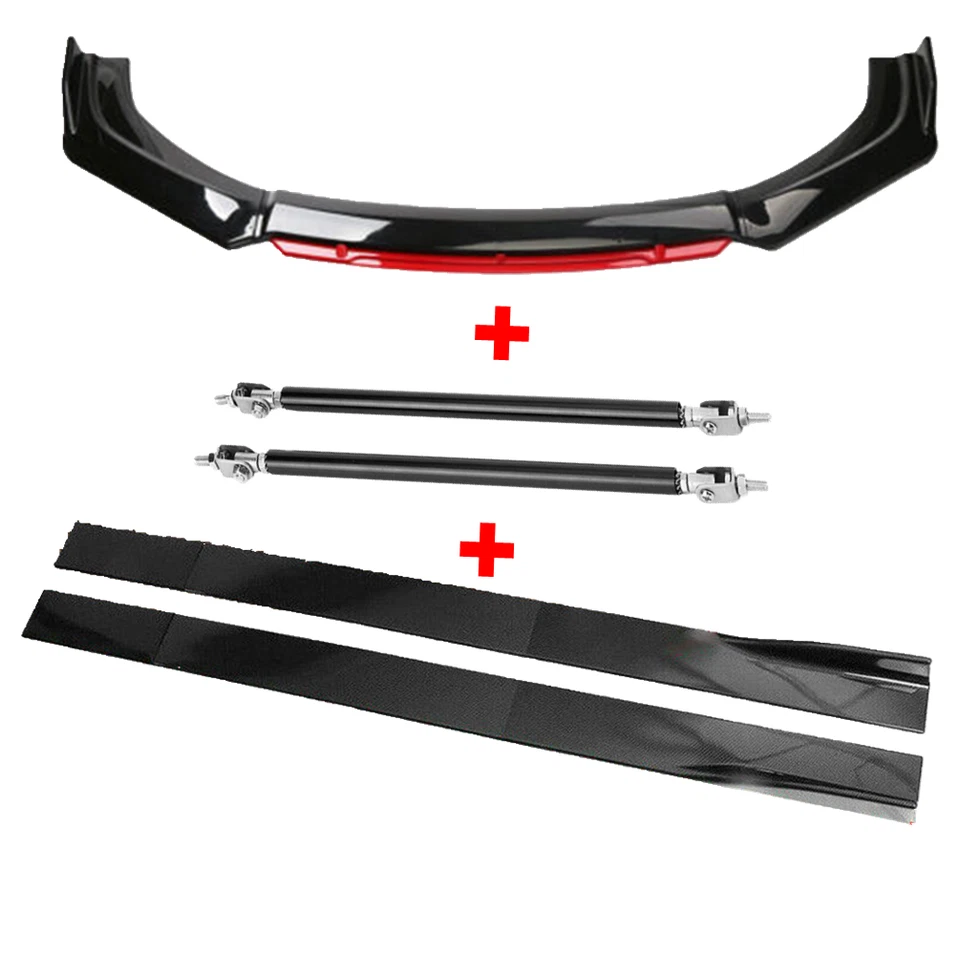 Front Bumper Lip Splitter + Side Skirt + Strut Rods For Mercedes Benz B180 B200 — 第 2/4 张图片