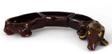 Vintage Artmark Dachshund Doxie Redware 3 Piece Pc Condiment Candy Dish Japan