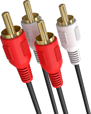 Cmple - 2 RCA to 2 RCA Cables 3Ft, Stereo Audio Speaker Cable Male to Male Dual