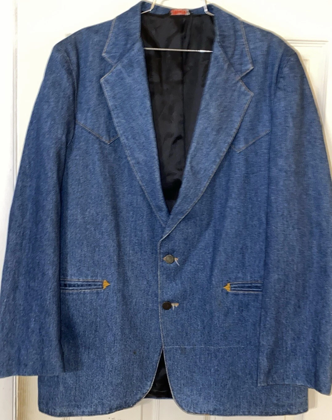 Vintage Five G's Denim Western Sport Coat Jacket Men’s 42L USA Blue