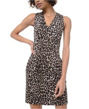 Michael Kors Sleeveless Leopard Print Sheath Dress Women’s Size 2 EUC