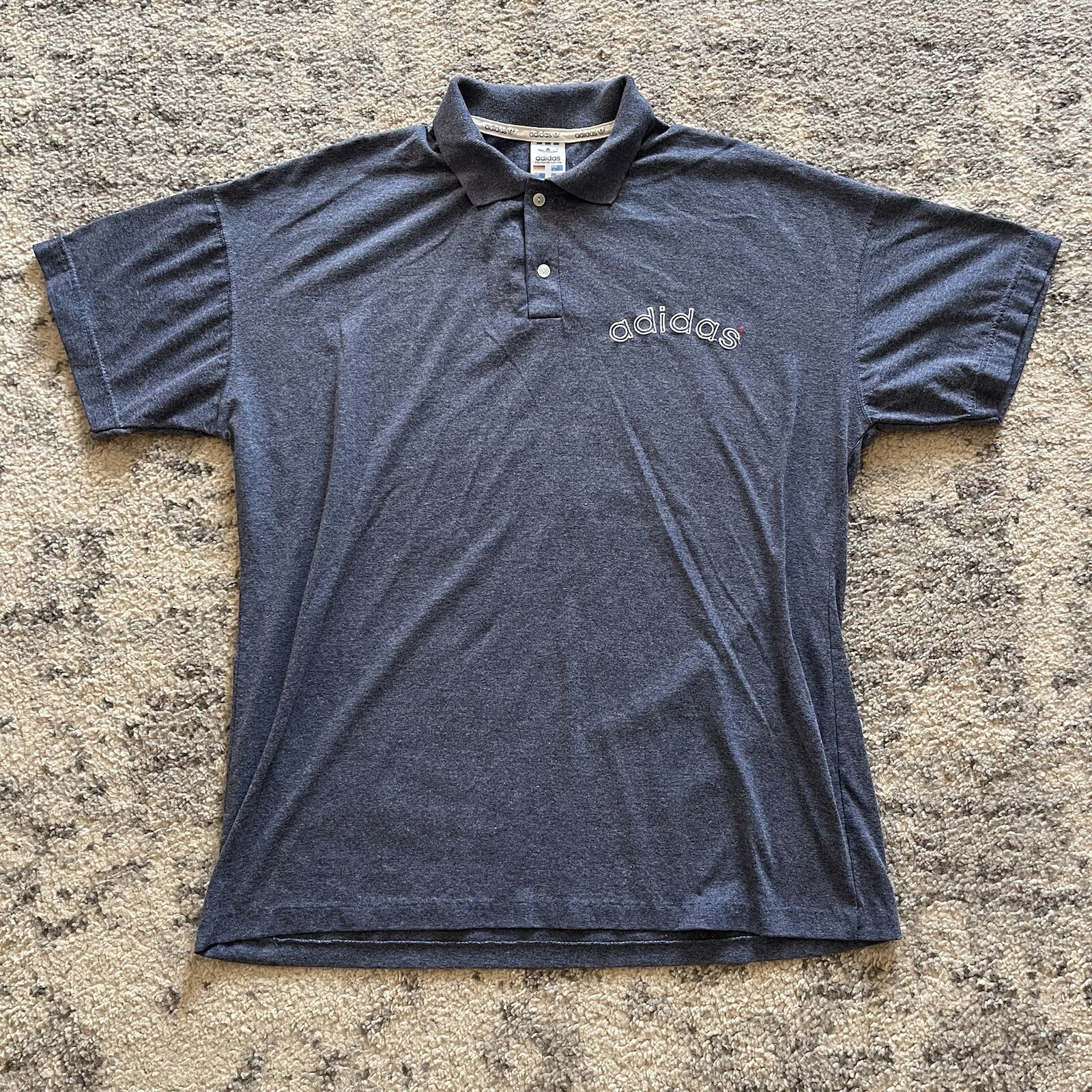 Vintage Adidas Short Sleeve Polo Shirt Embroidered Logo Mens Size XL Gray Soccer