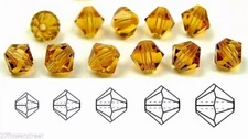 Czech Bicone Crystal Beads Topaz light brown MC Rondelle Diamond 3-4-5-6-8-10mm