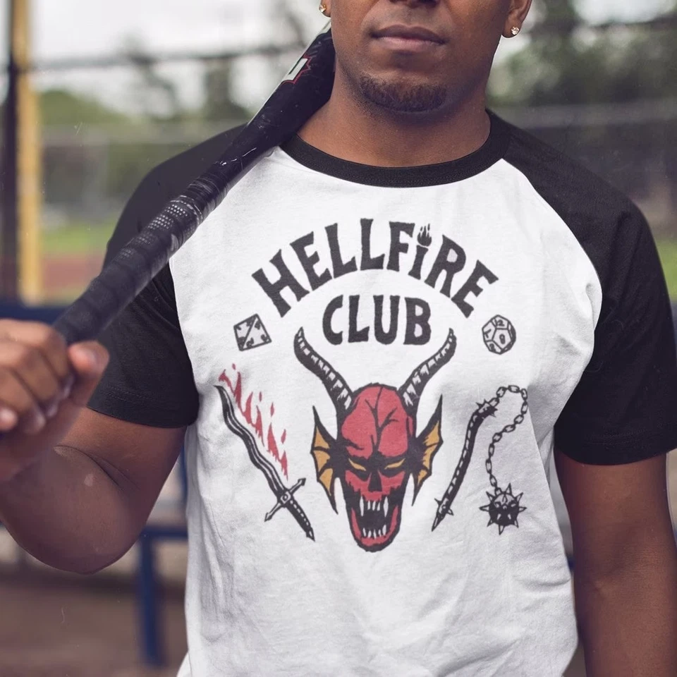 Hellfire Club Raglan T-Shirt - Inspired by the 80's Retro TV Show - Hawkins High - Image 2 of 4