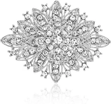 Vintage Art Deco Crystal Rhinestone Brooch Pin for Women