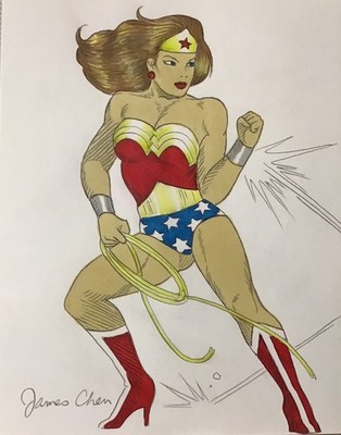 WONDER WOMAN DETAILED ORIGINAL COMIC ART 14 BY THE COMIC ARTIST JAMES CHEN