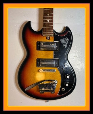 Vintage Kawai Teisco Kay K-2T Dual Pickup Sunburst Electric Guitar 70's Rare