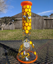 Bong para pipa de agua de vidrio de panal 13,5" de alto 9 mm extra grueso