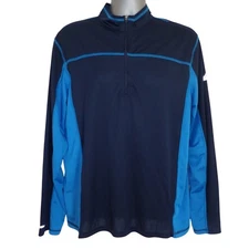 Eastern Mountain Sports 1/4 Zip Long Sleeve Techwick Baselayer Men L Blue hike