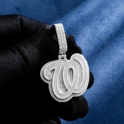 2.80Ct Round Cut Real Moissanite Custom Initial Pendant 14K White Gold Plated