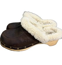 UGG Kalie Leather Wooden Clogs Woman s 7