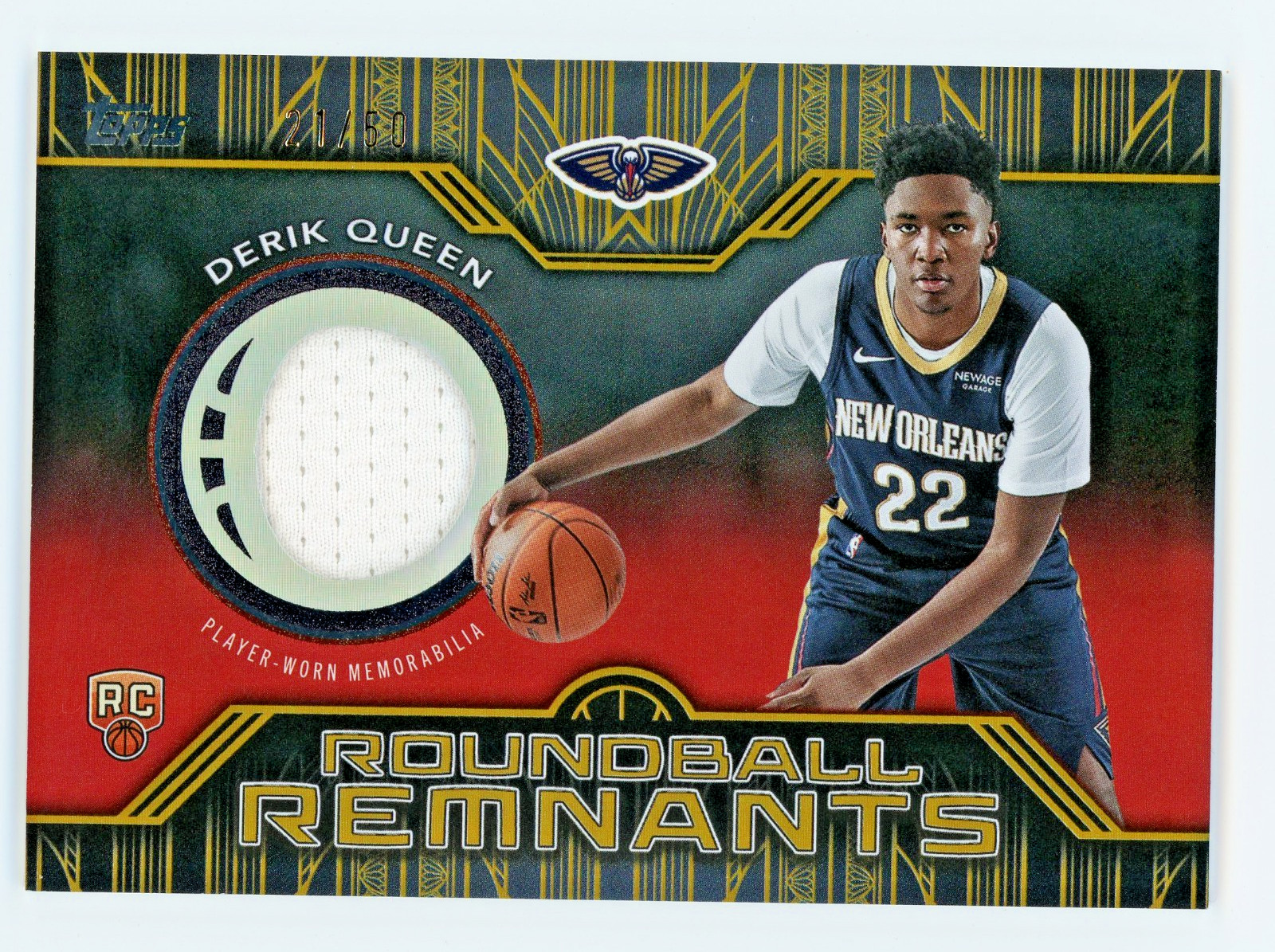 Derik Queen RC 2025-26 Topps Flagship Rookie Roundball Remnants Patch Gold 21/50