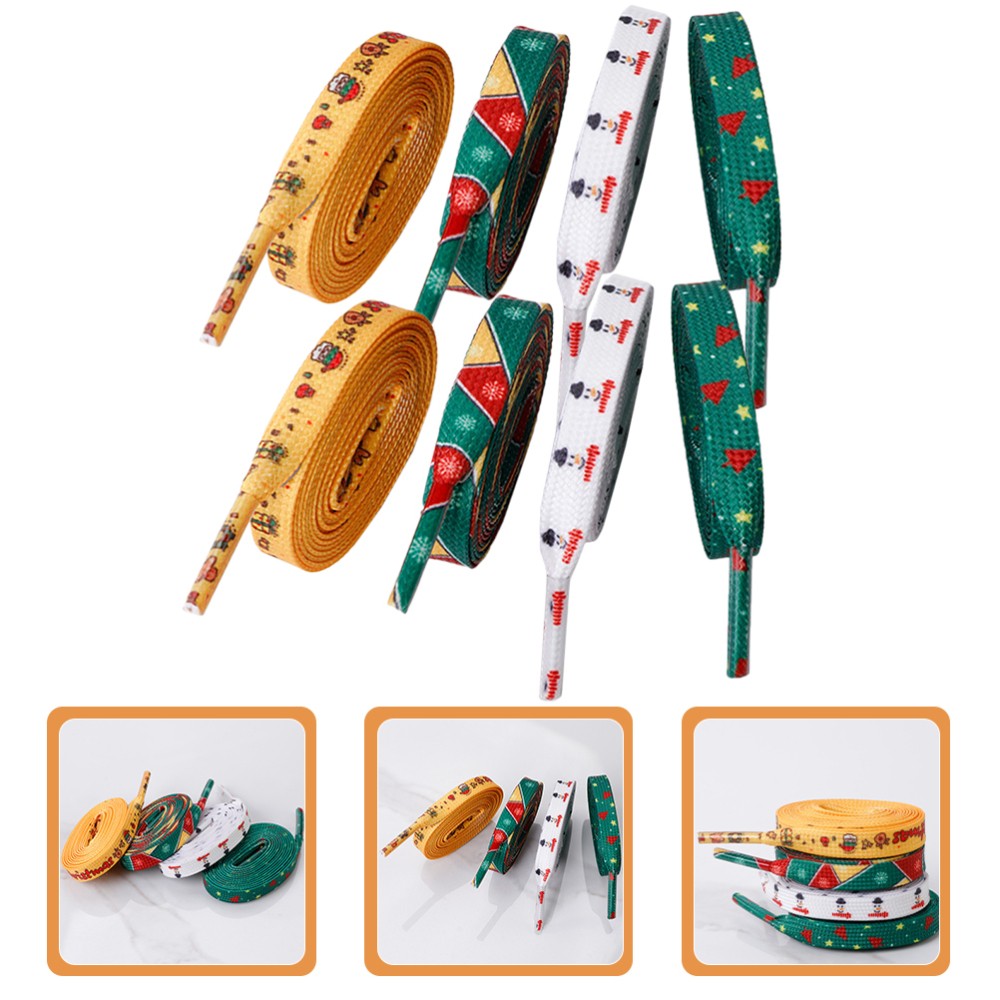 APL 4 paia lacci natalizi scarpe natalizie colorate per scarpe da ginnastica lacci piatti