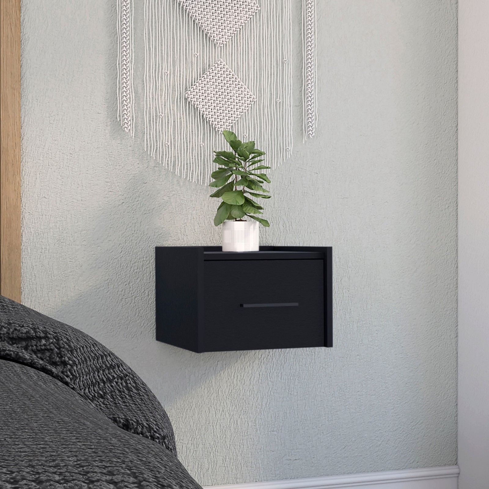 Boa Wall-Mounted Floating Nightstand or End Table with Modern Design  