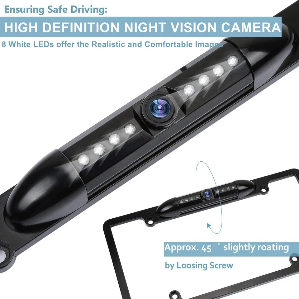 License Plate Frame Backup Camera Night Vision Car Rear View Camera with 8 Br... - Image 3 of 4