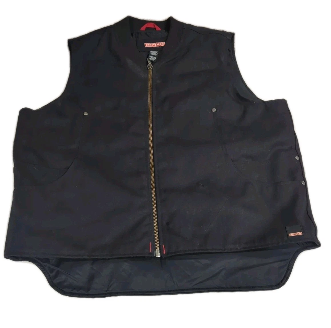 Mens Craftsman Black Work Vest XXL Cotton Outer Nylon/Poly Inner RN 15099