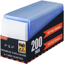 TRUGQ 200 Card Sleeves Toploads for Cards,3" x 4" Baseball Card Protectors,Pr...