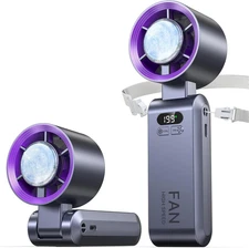 Handheld Portable Turbo Fan with Ice Cooler, Speed (1-199) Rechargeable Personal