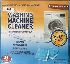 SM Washing Machine Cleaner Descaler 24 Pack - Deep Cleaning Tablets For HE Front