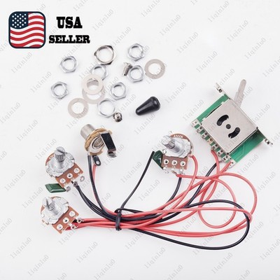 Guitar Wiring Harness Prewired Kit 2T1V A/B500K Pots with 5-Way Switch for Strat