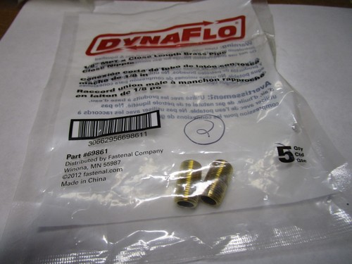 Brass Pipe Nipple 1/8" Male NPT x Close Length Qty 2