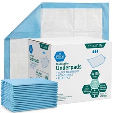 Medpride Disposable Underpads 17'' x 24'' 100 Count Pack of 1 , Blue