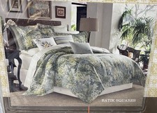 Tommy Bahama Batik Squares Queen Sheet Set, Flat, Fitted and 2 Pillowcases New