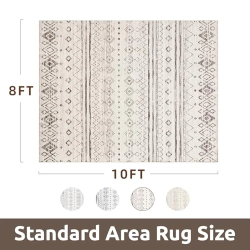 Alfombra lavable antideslizante 8x10 para sala de estar alfombra boho marroquí alfombra de área grande Foto 3 de 4