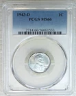 1943-D Lincoln Steel Cent PCGS MS66 Frosty Just Graded PQ New Holder #M315Z