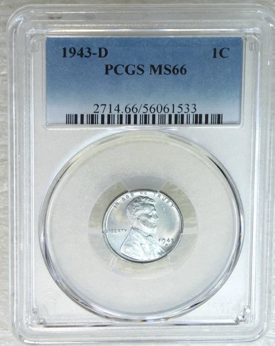 1943-D Lincoln Steel Cent PCGS MS66 Frosty Just Graded PQ New Holder #M315Z