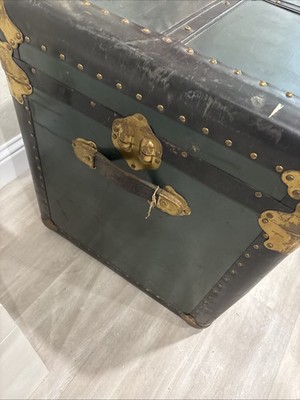 Antique Eagle Lock Company Vintage Steamer Trunk Chest | eBay