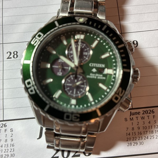 Citizen Promaster Cronógrafo de Buceo Eco-Drive Esfera Verde Reloj Hombre CA0820-50X 3