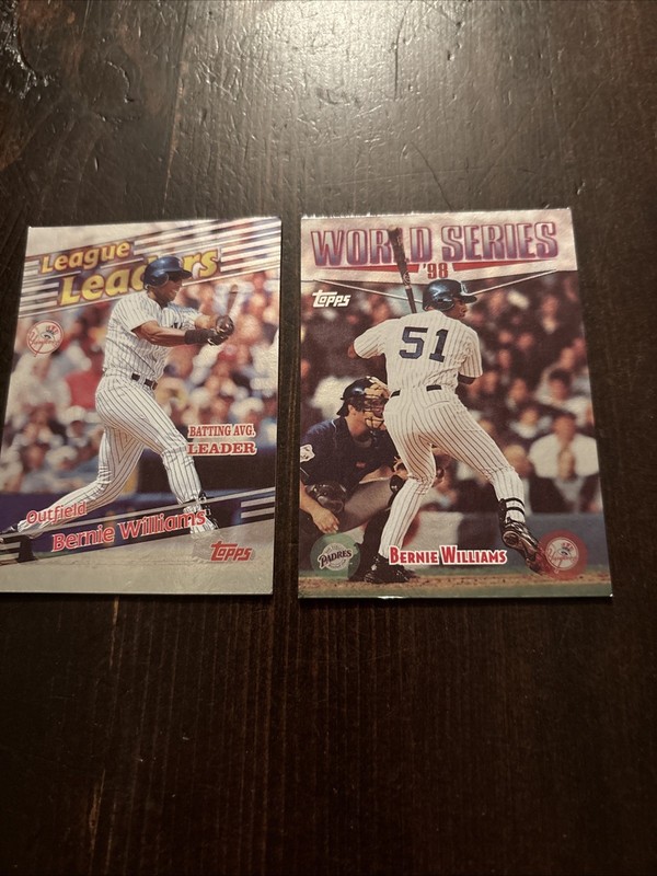 2/Bernie Williams NY Yankees Cards World Series 98 League Leader Batting Average
