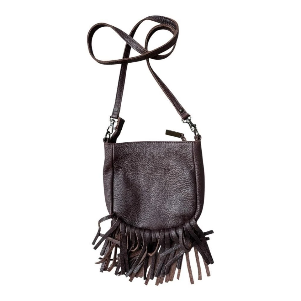 Bolso Bandolera STS Ranch The Fringe Cuero Marrón Oscuro Usado en Excelente Condición Foto 3 de 4