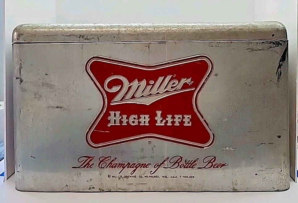 Vintage Miller High Life Cronstroms Beer Ice Chest Metal Aluminum Cooler