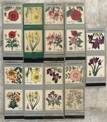 Lot 9 Matchbook Covers Floral Collection Flowers Iris Poppy Lily Rose Violet