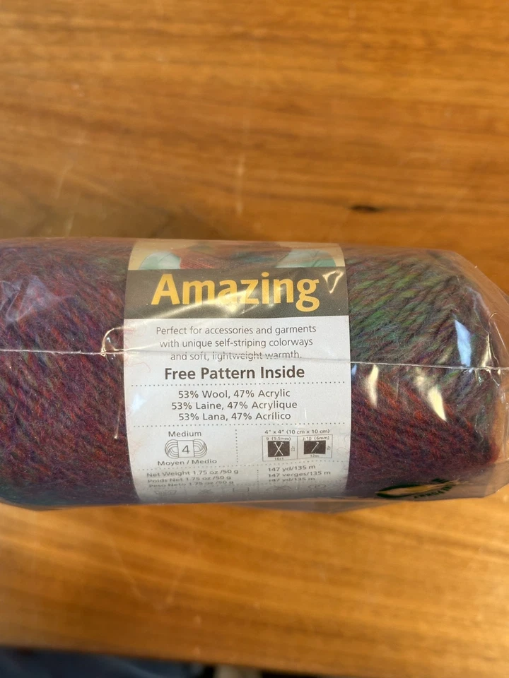 Increíble lote de 3 madejas de hilo marca Lion mezcla de lana color 203 flores silvestres Foto 3 de 4