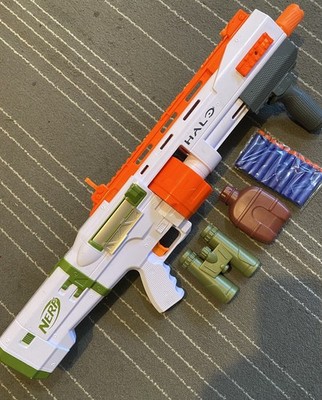 NERF Halo Bulldog SG Dart Blaster Pump-Action Nice Lot Set Compass Canteen Ammo