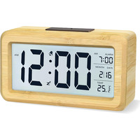 Digitaler Wecker Holz Mit Temperaturanzeige Snooze Helligkeit Regelbar 3