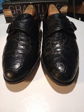 Salvatore Ferragamo Crocodile Shoes 9.5 D alligator Ferragamo gold buckles BOUGI