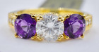 LAB CREATED AMETHYST &  W/SAPPHIRE RING RING 14K YELLOW GOLD PLATED (.925) - NWT — photo 2