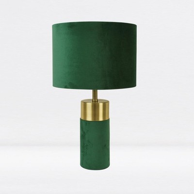 Moderne grüne Samt 42cm Tischlampe Nachttischlampe Retro Velour Design Leuchte