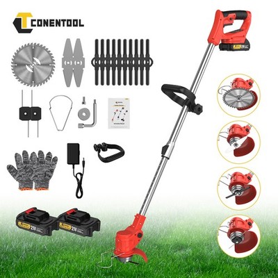 Conentool Akku-Rasentrimmer für Rasen & Unkraut, 21V, 1/2 Akkus, Freischneider
