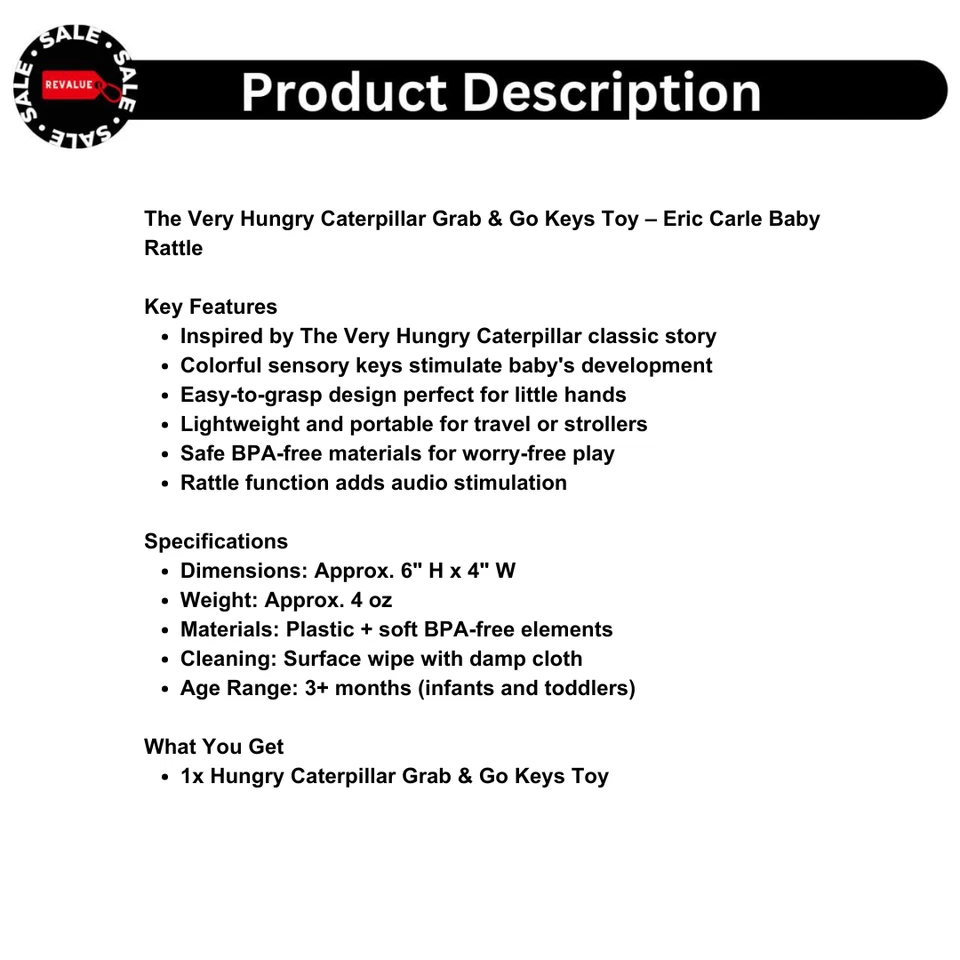The Very Hungry Caterpillar Grab & Go Keys Toy – Eric Carle Baby Rattle - Image 2 of 4