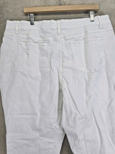 Terra & Sky White Fashion Distressed Capri Jeans With Tummy Control Size 20W - Picture 19 of 20
