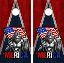 Big Foot 'Merica Cornhole Board Wrap LAMINATED Wrap Decal Vinyl Sticker #4996